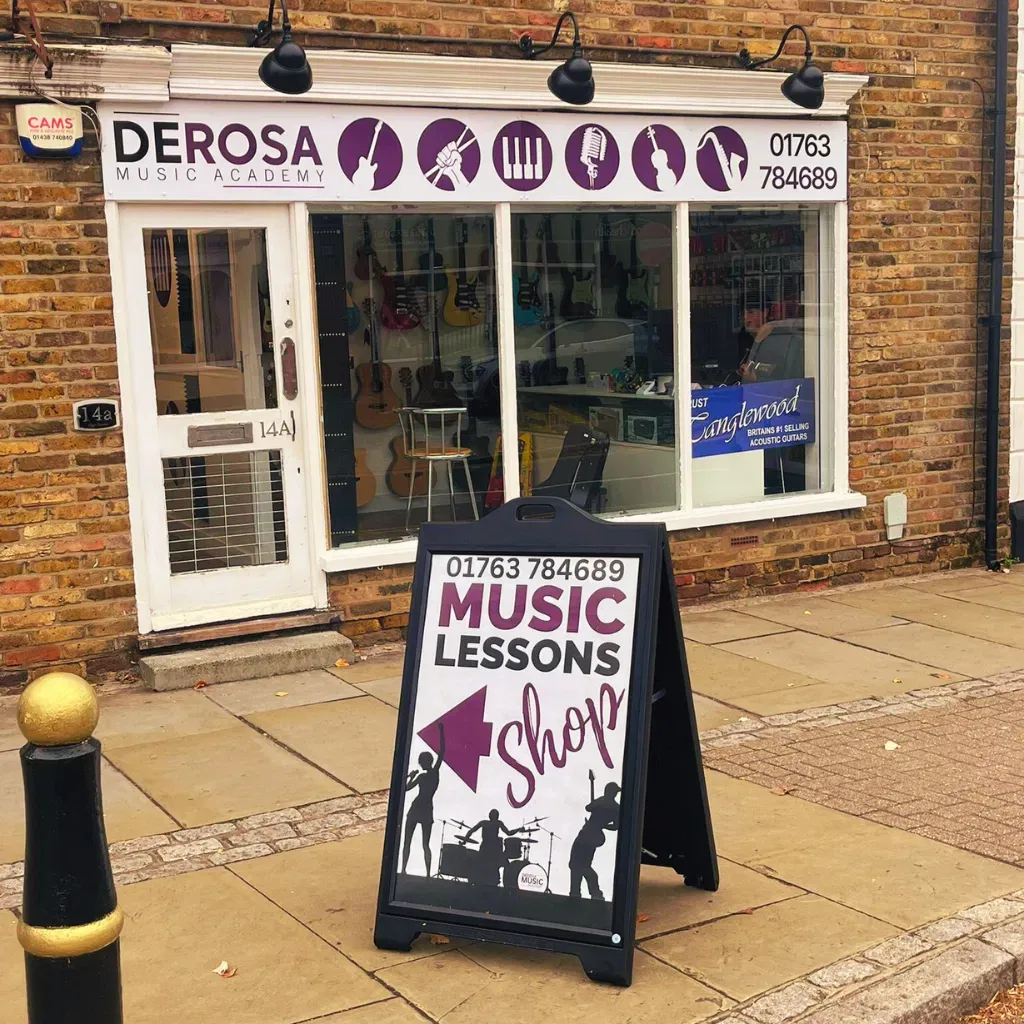 DeRosa Music Buntingford shopfront on the High Street